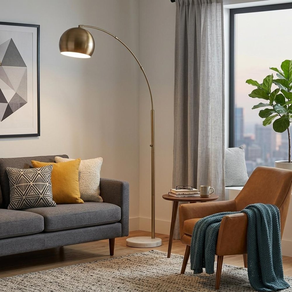 78" Silver Arc Floor Lamp With Silver Metal Bowl Shade