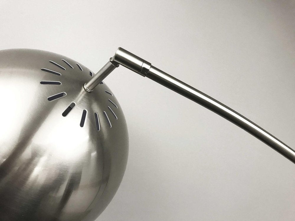 78" Silver Arc Floor Lamp With Silver Metal Bowl Shade close-up detail
