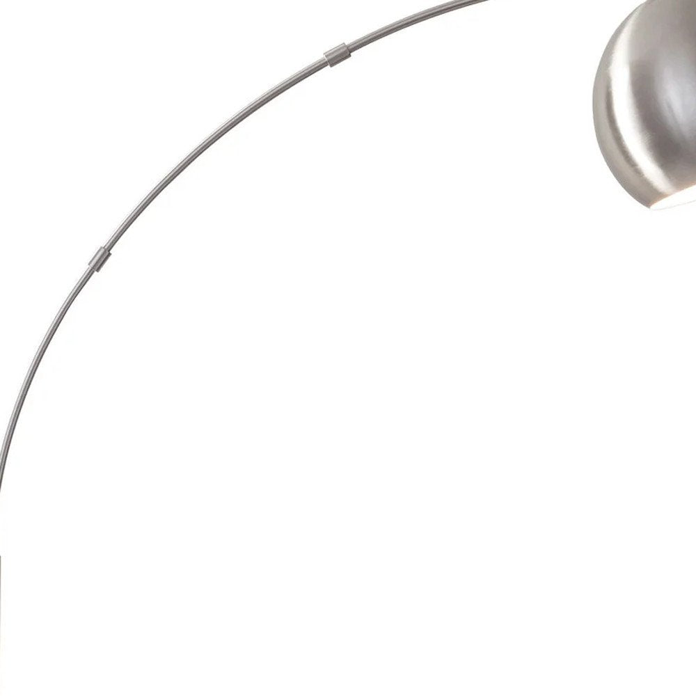 78" Silver Arc Floor Lamp With Silver Metal Bowl Shade on a white background