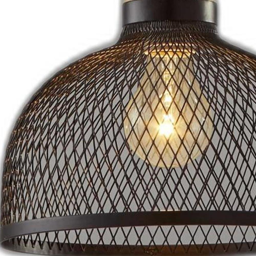 Caged Black Metal Small Ceiling Pendant close-up detail