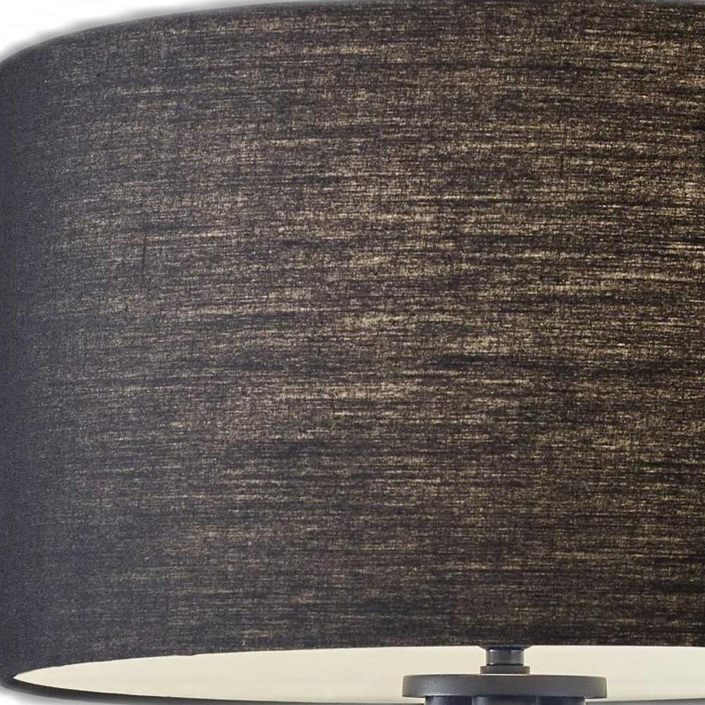 Black Metal Tripod Floor Lamp With Black Fabric Drum Shade - 60.25" H x 22.00" W x 22.00" D