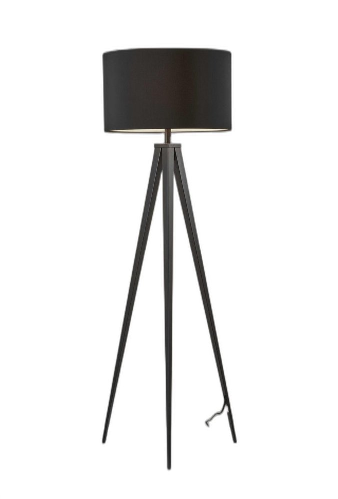 Black Metal Tripod Floor Lamp With Black Fabric Drum Shade - 61.50" H x 21.00" W x 21.00" D