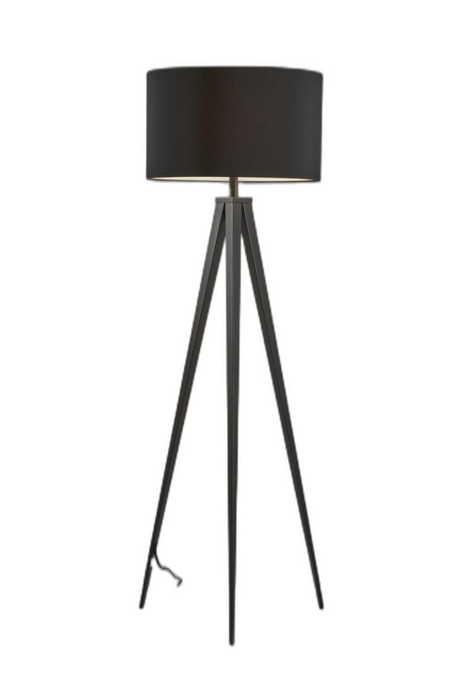 Black Metal Tripod Floor Lamp With Black Fabric Drum Shade - 61.50" H x 21.00" W x 21.00" D