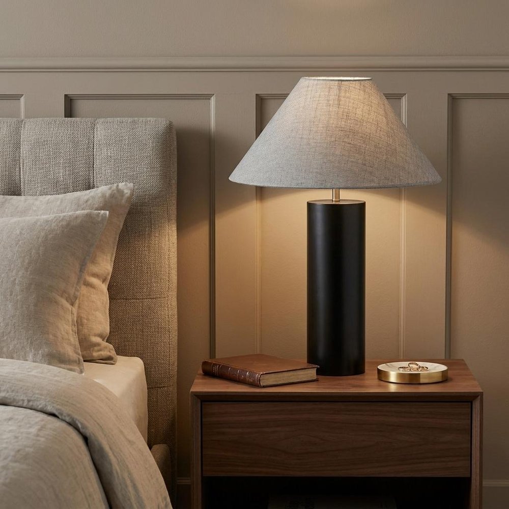 Canopy Black Wood Block Table Lamp