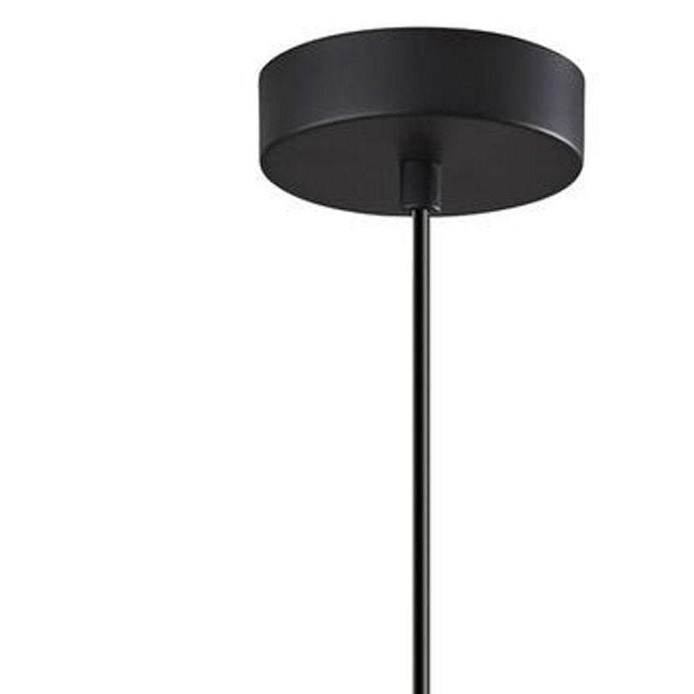 Gnome Smoked Glass Black Metal Pendant Lamp on a white background