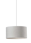 White Fabric Sleek Drum Pendant Lamp on a white background