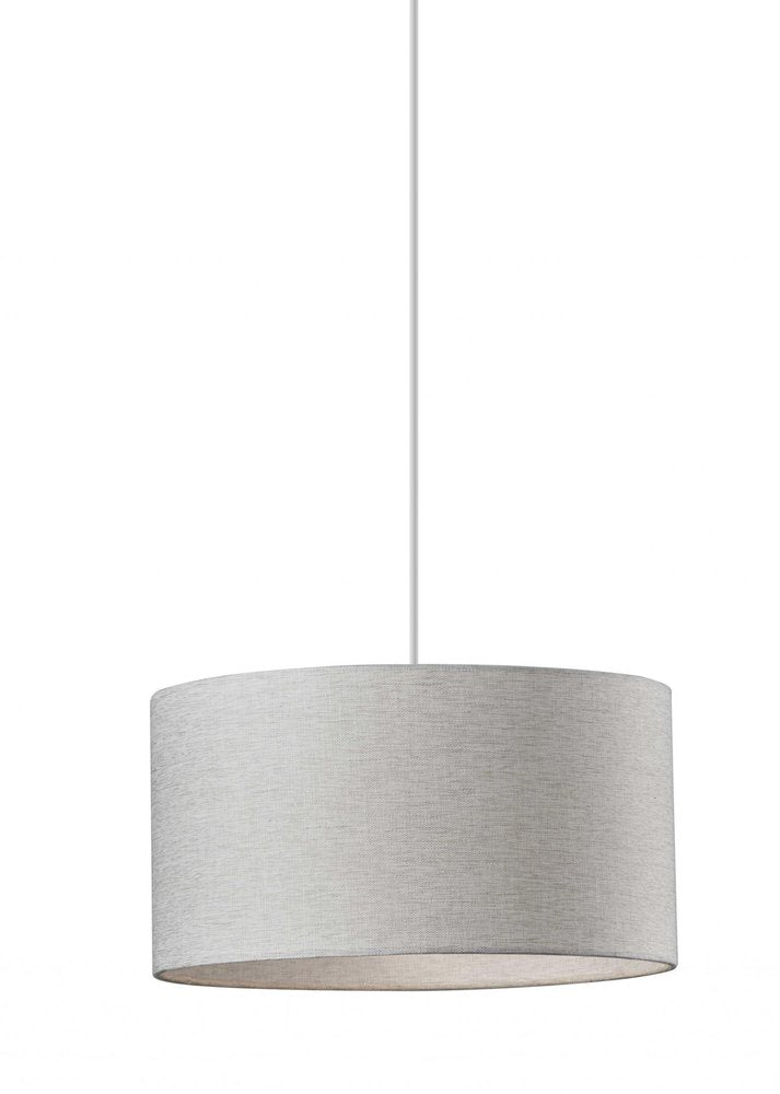 White Fabric Sleek Drum Pendant Lamp on a white background