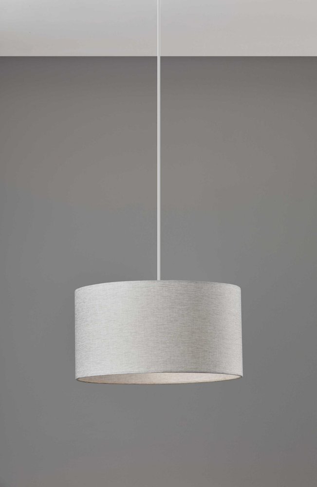 White Fabric Sleek Drum Pendant Lamp close-up detail