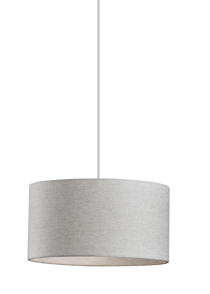 White Fabric Sleek Drum Pendant Lamp on a white background
