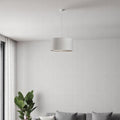 White Fabric Sleek Drum Pendant Lamp