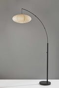 80" Beige And Black Arc Floor Lamp With Beige Paper Globe Shade close-up detail