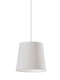 White Drum Textile Chandelier With White Shades on a white background