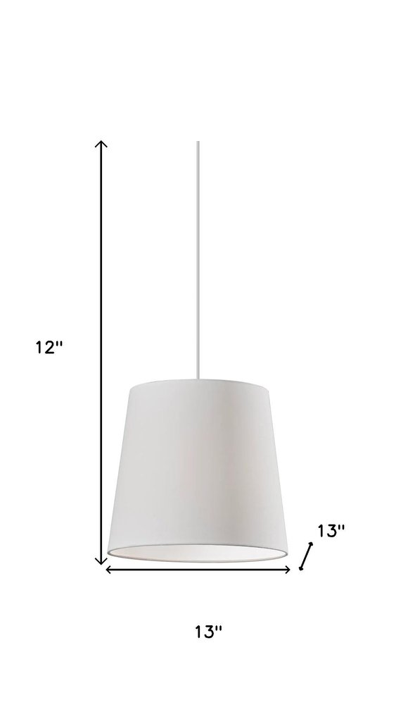 White Drum Textile Chandelier With White Shades on a white background