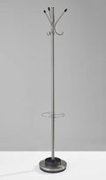 13" X 68" Brushed Steel Brushed Steel Stand Coat Rack detail shot of the light gray metal finish.