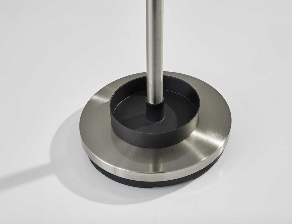 13" X 68" Brushed Steel Brushed Steel Stand Coat Rack. Coat hanger isolated on a plain white background, finished in gray metal.