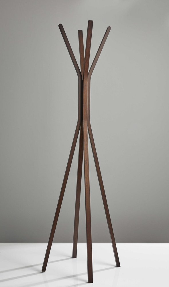 68" Natural Modern Wood Coat Tree Rack close-up detail