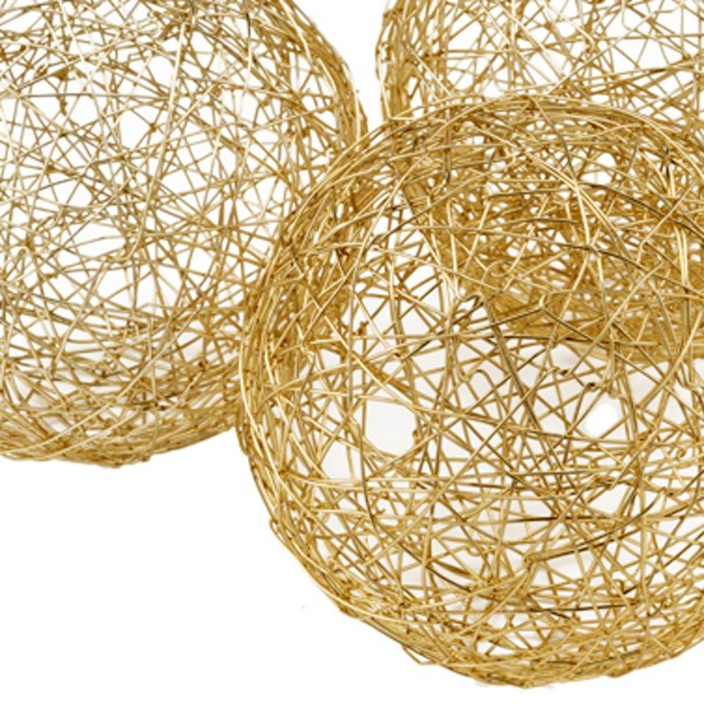 Set of Three Gold Wire 3" Decorative Orbs