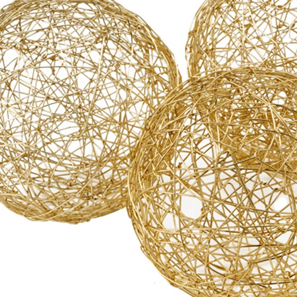 Set of Three Gold Wire 3" Decorative Orbs