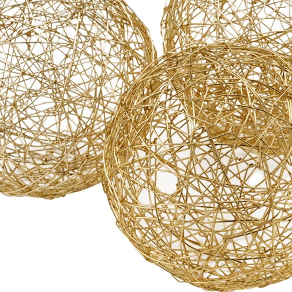 Set of Three Gold Wire 3" Decorative Orbs