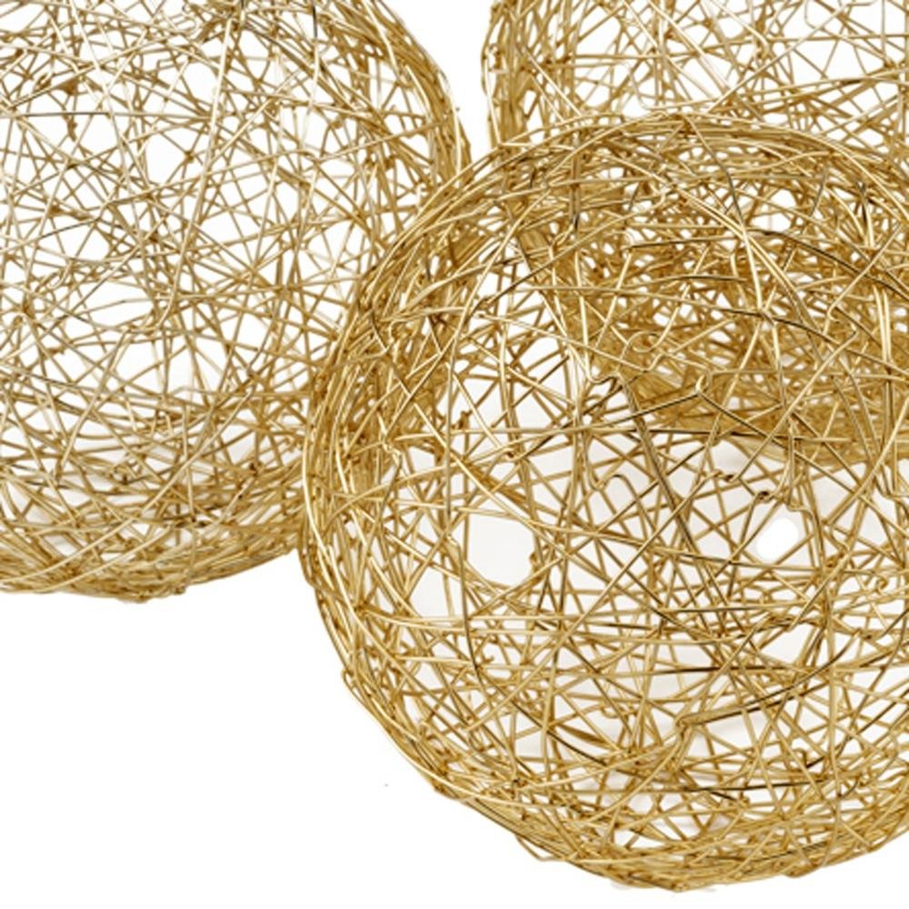 Set of Three Gold Wire 3" Decorative Orbs