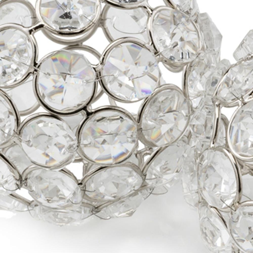 Set of Two Clear And Silver Faux Crystal And Steel Decorative Orb Tabletop Sculptures close-up detail