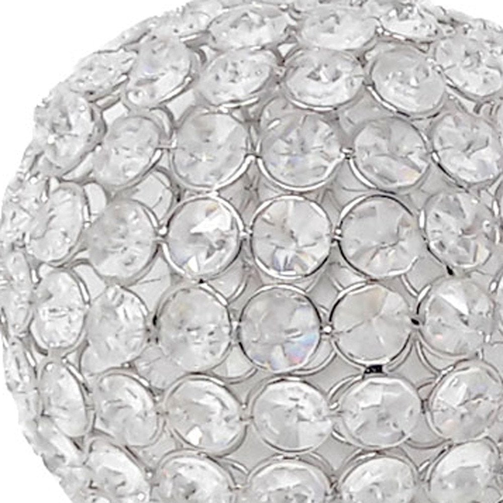 Set of Two Clear And Silver Faux Crystal And Steel Decorative Orb Tabletop Sculptures