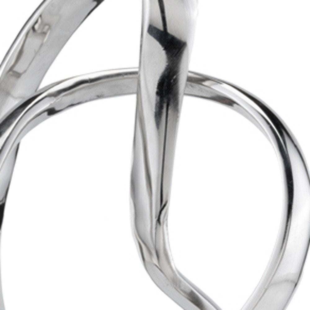 18" Silver and White Marble and Aluminum Sculpture. Sculpture isolated on a plain white background, showing a silver metal surface.