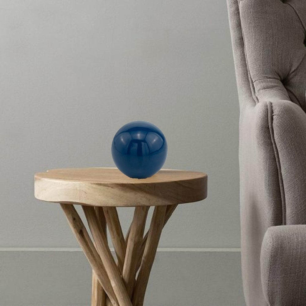 4" Blue Aluminum Decorative Orb Tabletop Sculpture