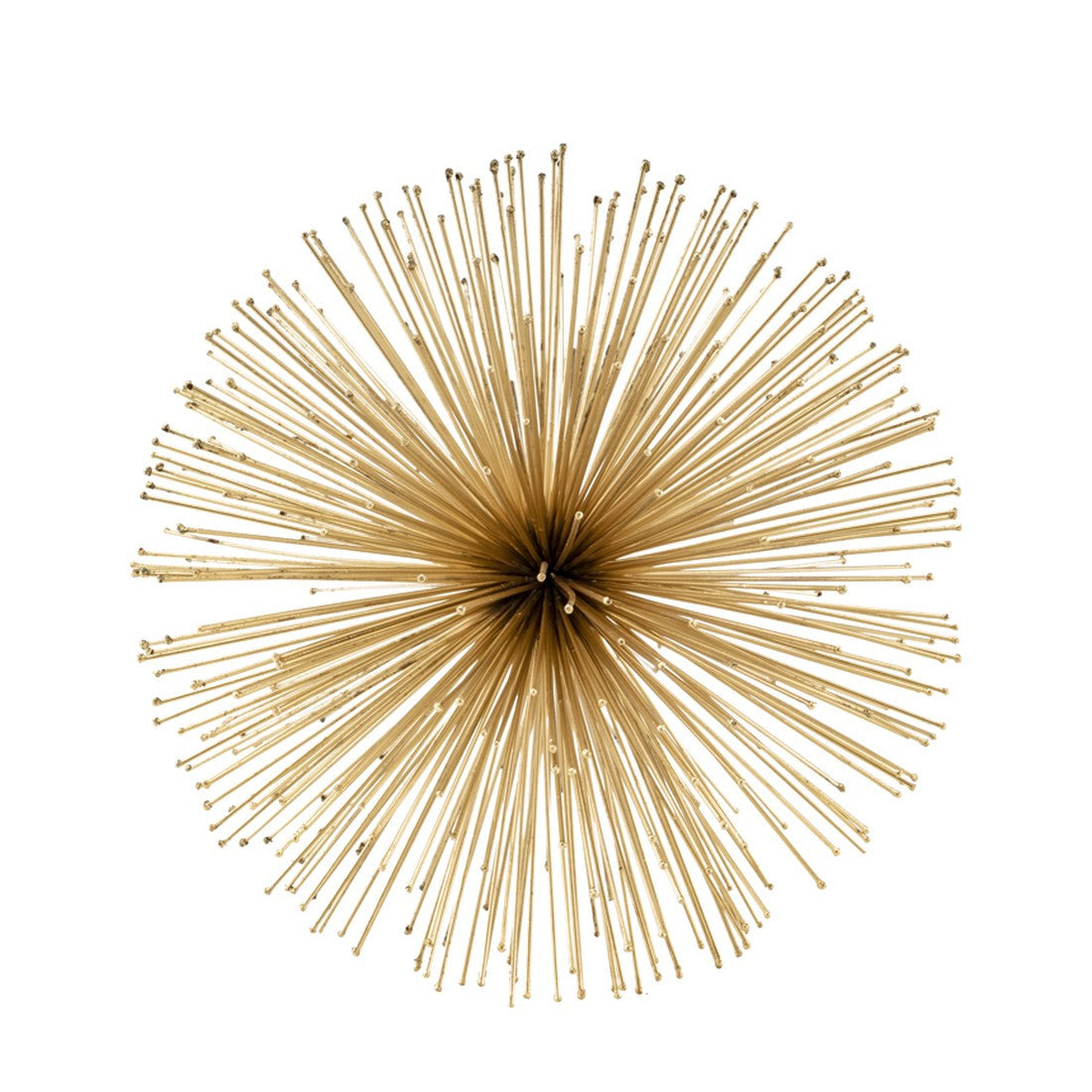 Set of Two Gold Iron Decorative Spiky Sphere Tabletop Sculptures