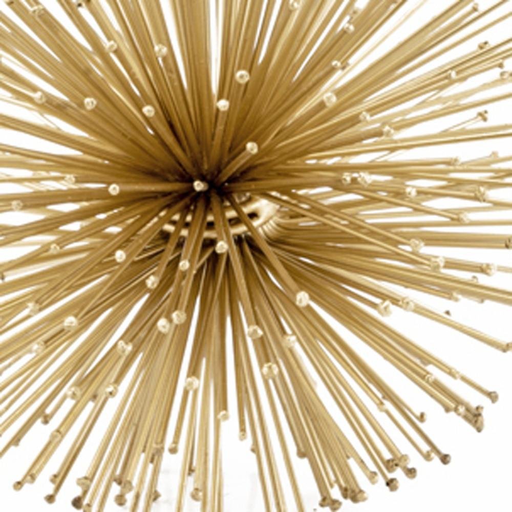 Set of Two Gold Iron Decorative Spiky Sphere Tabletop Sculptures
