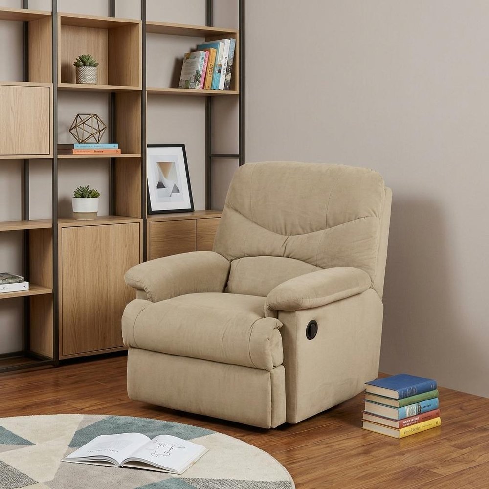 35" Beige Microfiber Recliner
