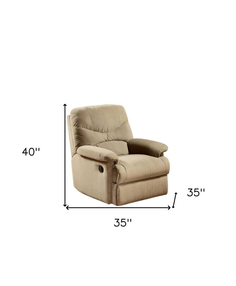 35" Sage Microfiber Recliner. Recliner isolated on a plain white background.
