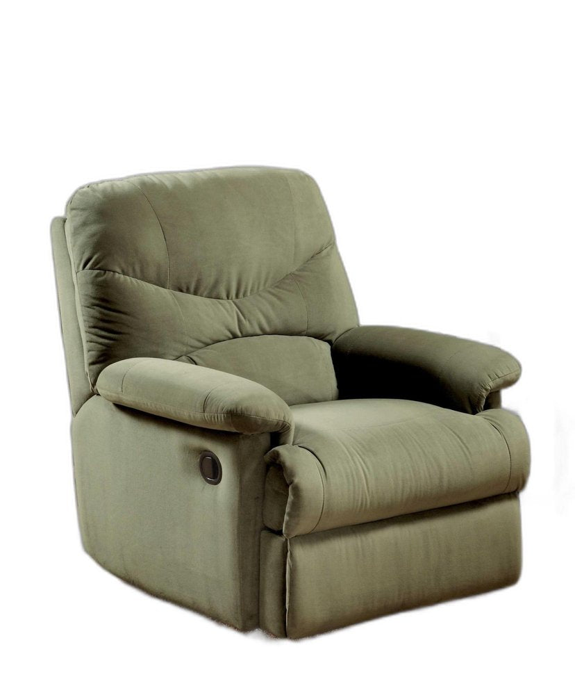 35" Sage Microfiber Recliner. Recliner isolated on a plain white background.