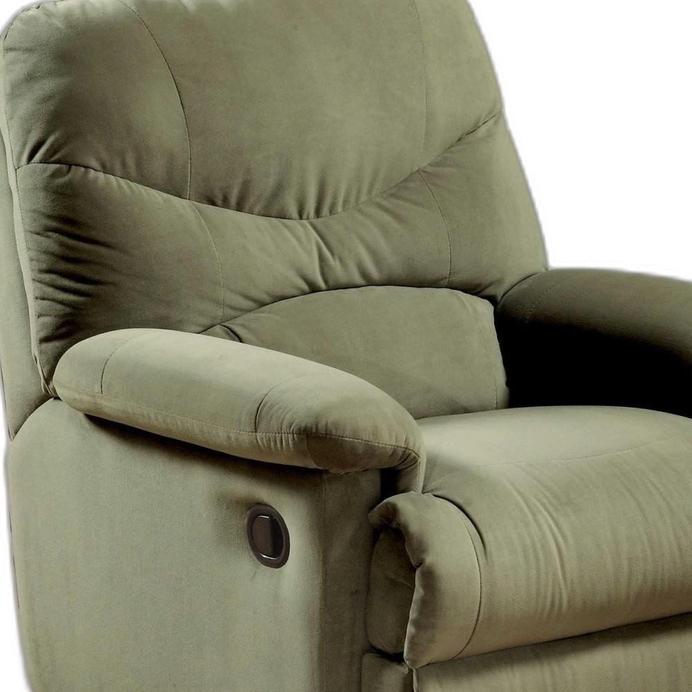 Close-up of 35" Sage Microfiber Recliner showing surface detail.