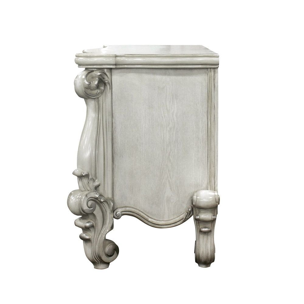 67" Brown Vanity Table With Seven Drawers. Vanity table isolated on a plain white background, showing a wood surface.