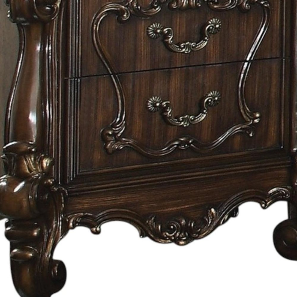 31" White Wood Two Drawer Nightstand