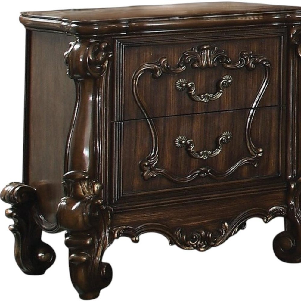 31" White Wood Two Drawer Nightstand