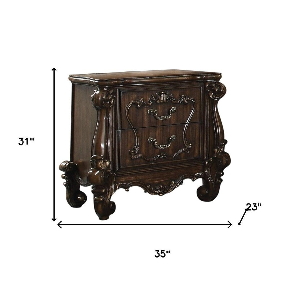 31" White Wood Two Drawer Nightstand