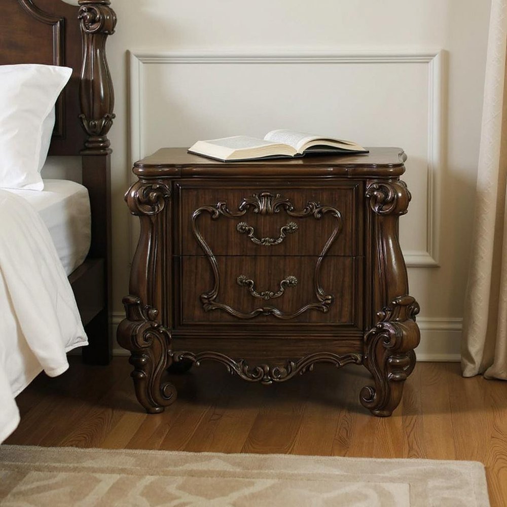 31" White Wood Two Drawer Nightstand