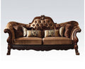 73" Dark Brown And Brown Velvet Loveseat and Toss Pillows on a white background