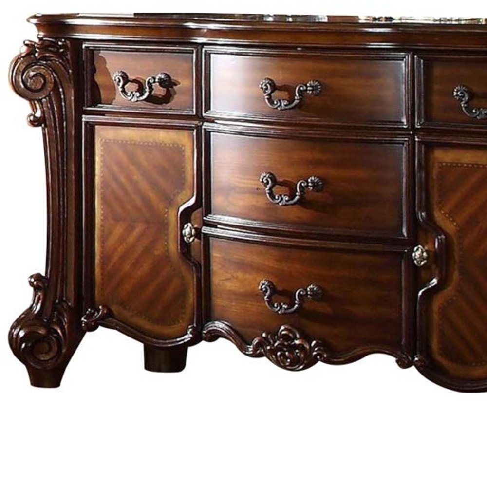 71" Solid Wood Five Drawer Dresser on a white background