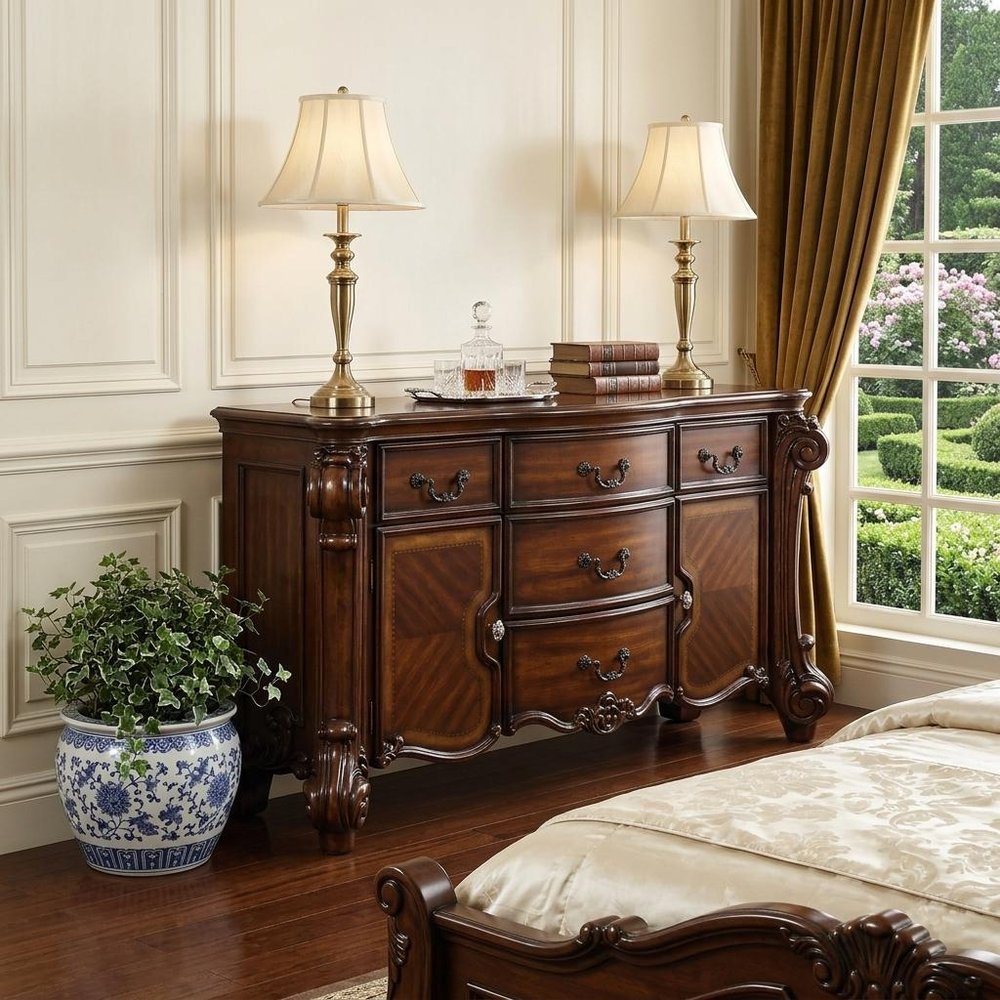 71" Solid Wood Five Drawer Dresser in a home interior