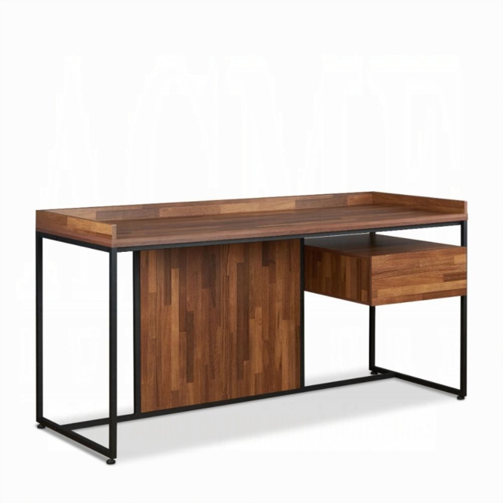 62" Brown and Black Computer Desk. Desk isolated on a plain white background, in a black finish.