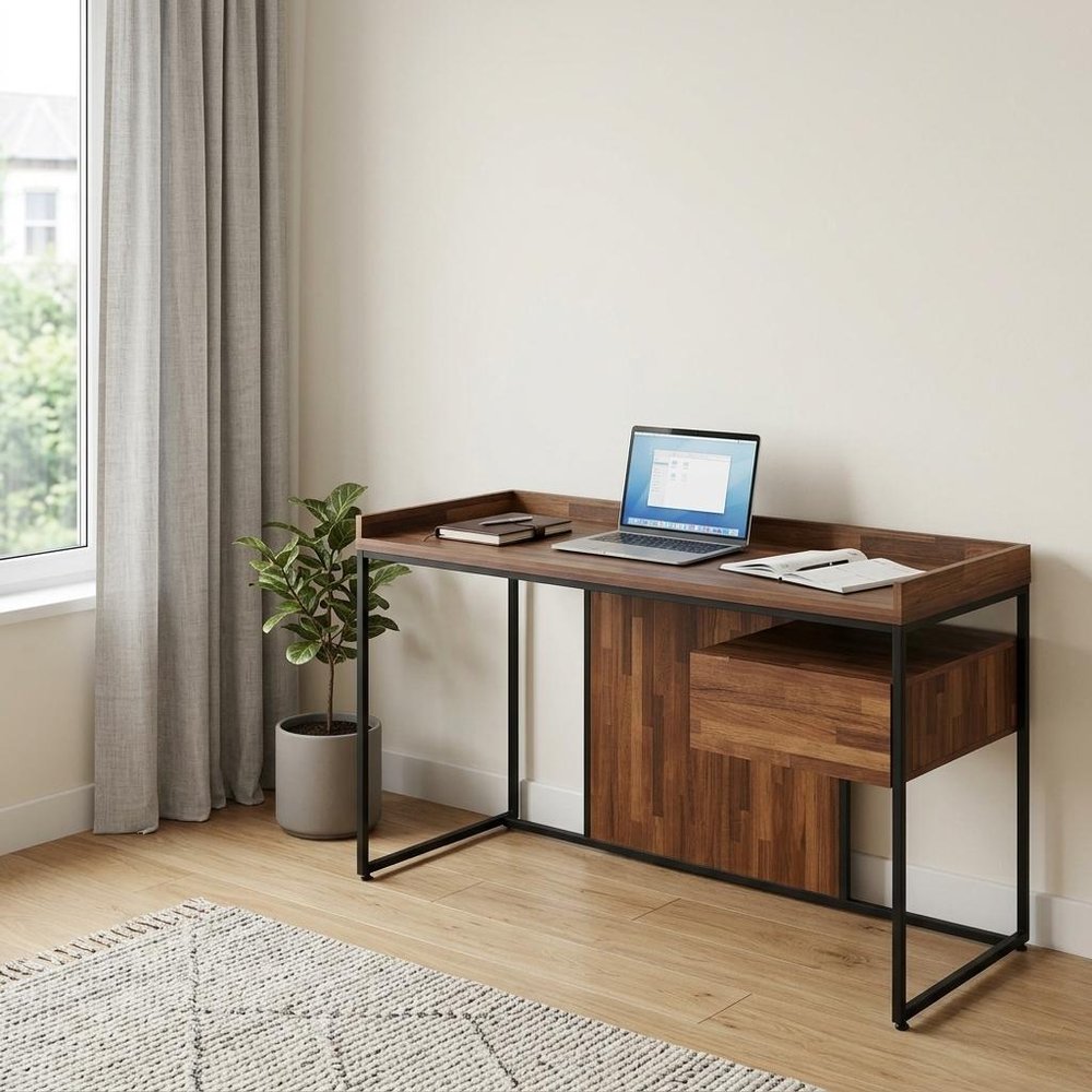 62" Brown and Black Computer Desk