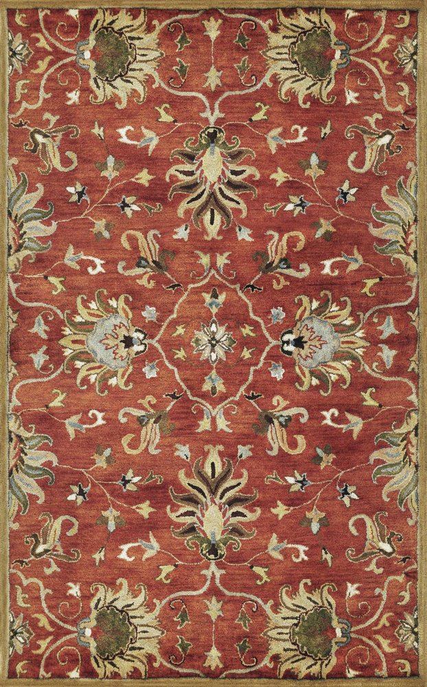 9' X 13' Rust Beige And Gray Wool Floral Medallion Hand Tufted Area Rug
