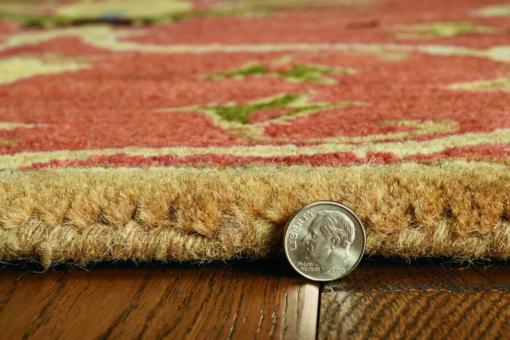 9' X 13' Rust Beige And Gray Wool Floral Medallion Hand Tufted Area Rug