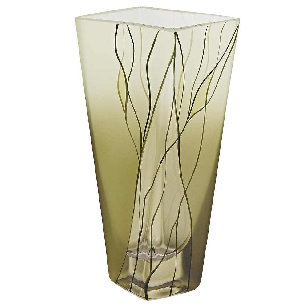 8" Green Cylinder Crystal Glass Table Vase