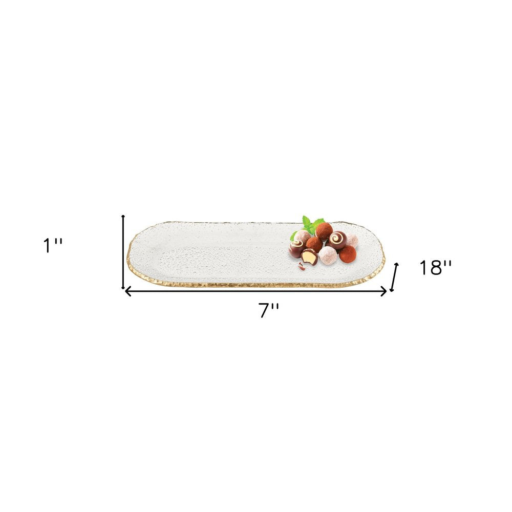 18 Mouth Blown Oval Edge Gold Leaf Platter. Dinnerware isolated on a plain white background.
