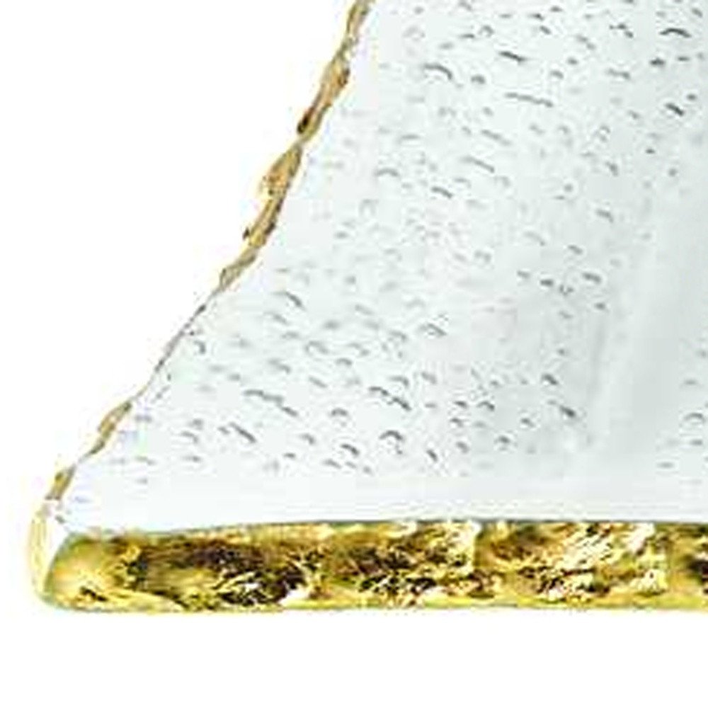 18 Mouth Blown Rectangular Edge Gold Leaf Serving Platter Or Tray. Dinnerware isolated on a plain white background, showing its gold color.