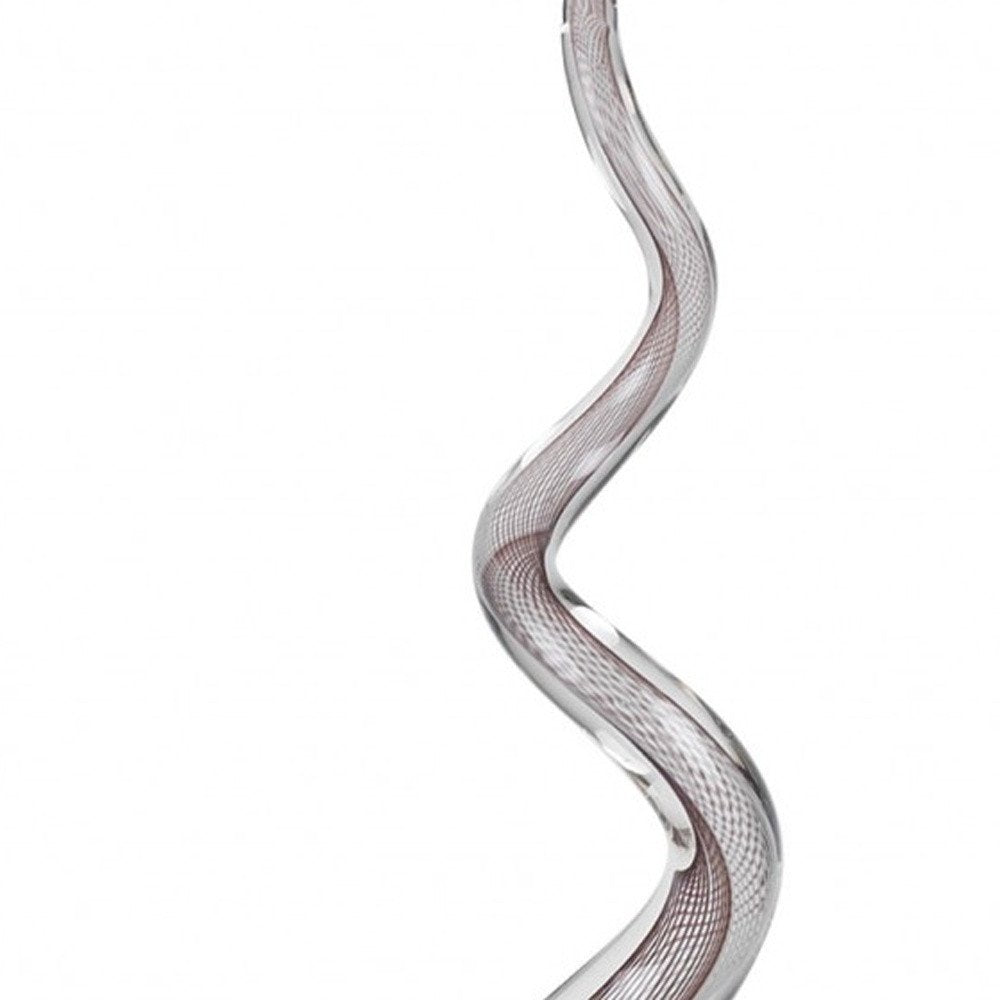 20" Clear and Brown Murano Glass Modern Abstract Tabletop Sculpture. Sculpture isolated on a plain white background, finished in clear glass.